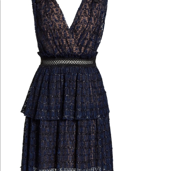 EUC Self Portrait Metallic Stripe Tie Strap Dress, Size 8 - Picture 5 of 7